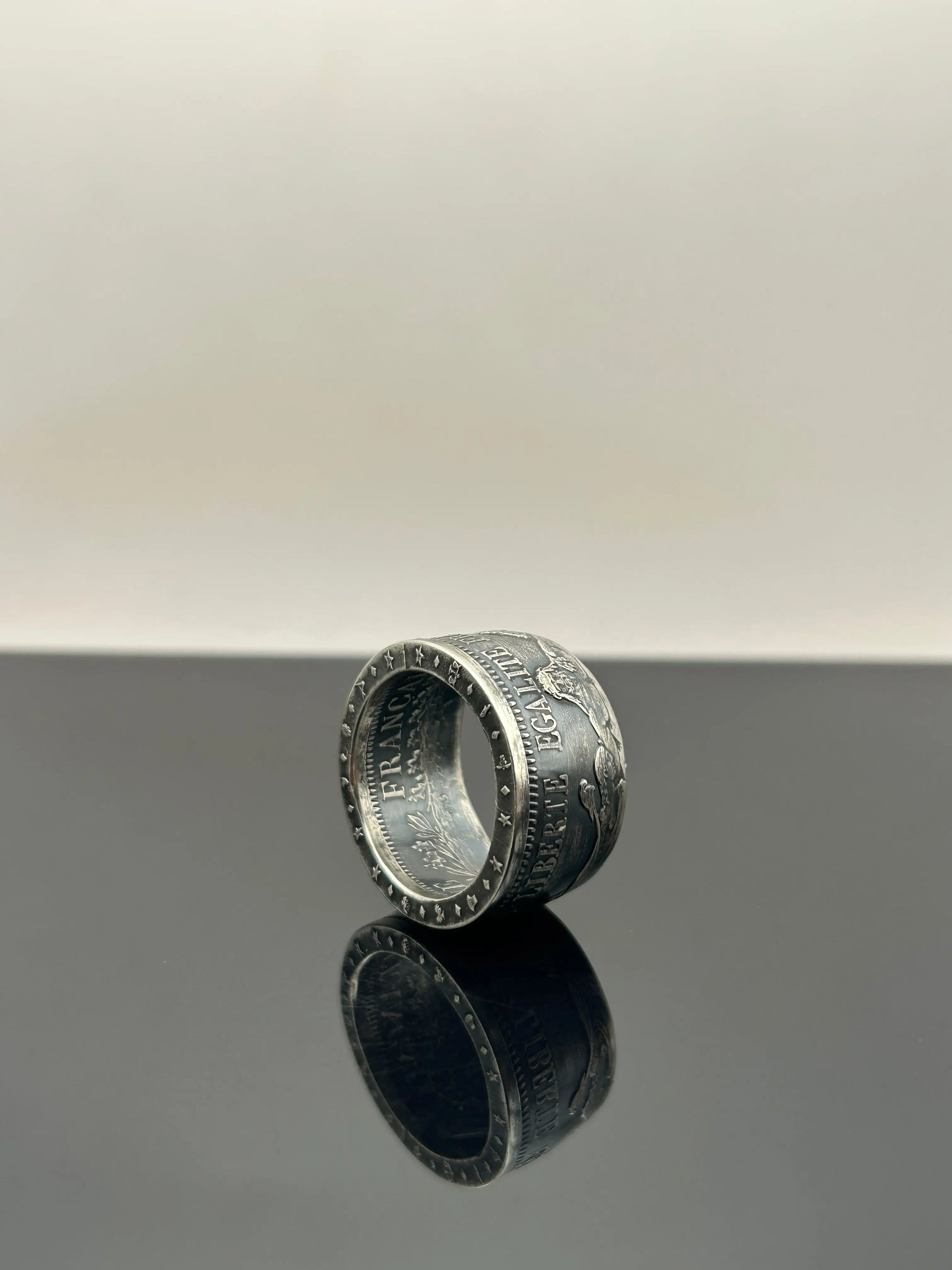 Bague pièce de monnaie 10 francs Hercule en argent massif Monnaia, bijou artisanal unique