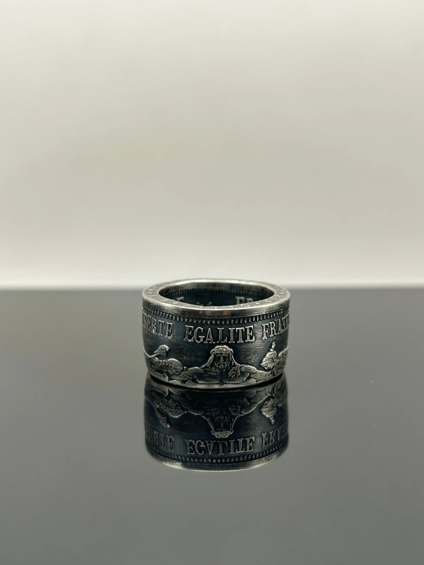 Bague pièce de monnaie 10 francs Hercule en argent massif Monnaia, bijou artisanal unique