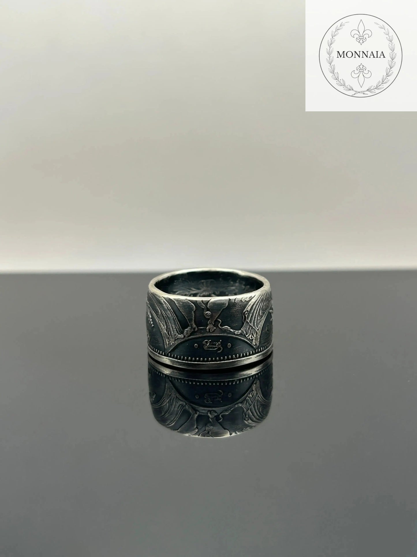 Bague pièce de monnaie 10 francs Hercule en argent massif Monnaia, bijou artisanal unique