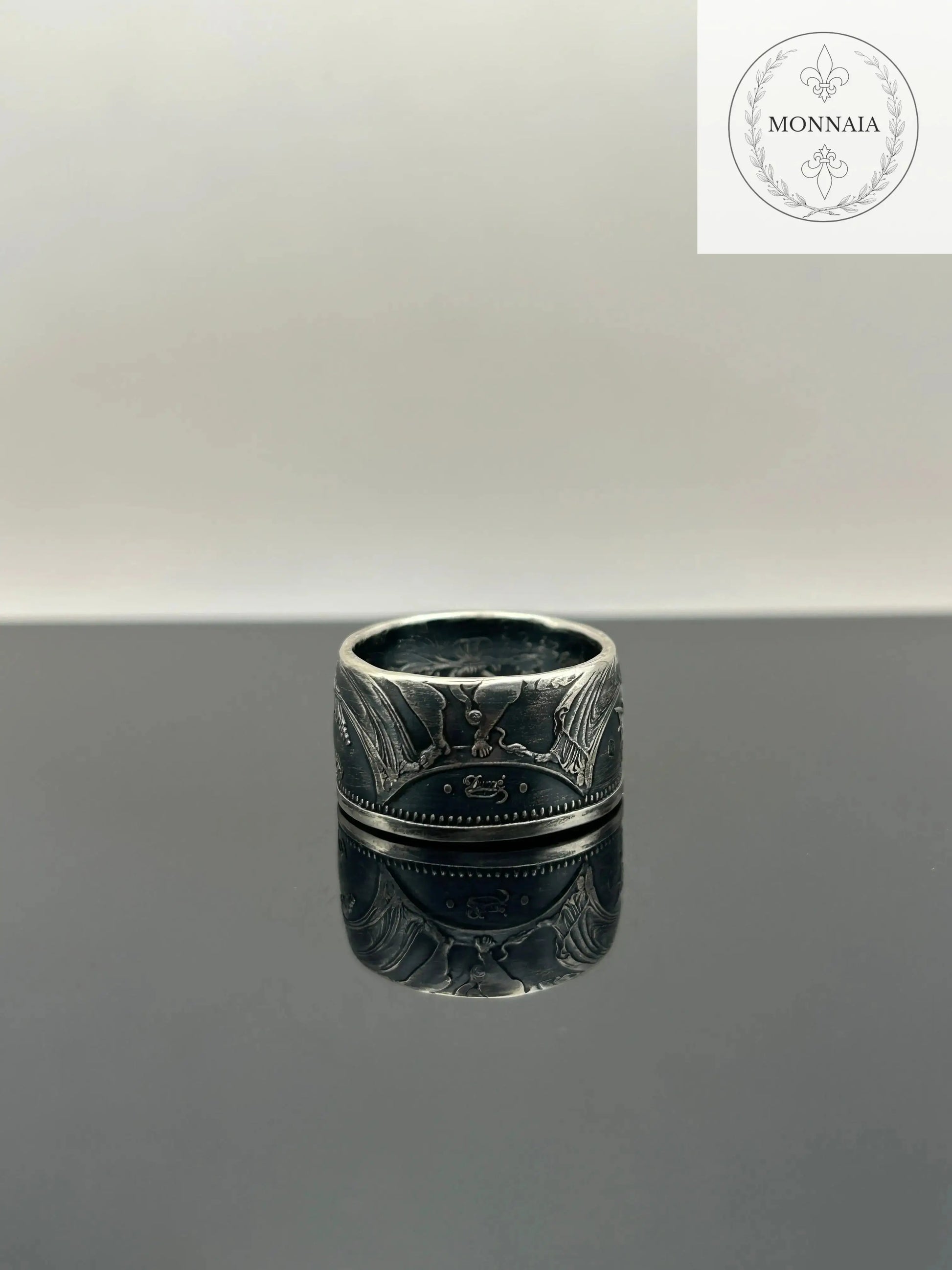 Bague pièce de monnaie 10 francs Hercule en argent massif Monnaia, bijou artisanal unique