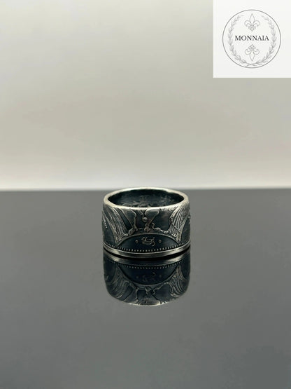 Bague pièce de monnaie 10 francs Hercule en argent massif Monnaia, bijou artisanal unique