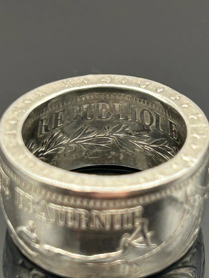 Bague pièce de monnaie 10 Francs HERCULE en argent massif MONNAIA