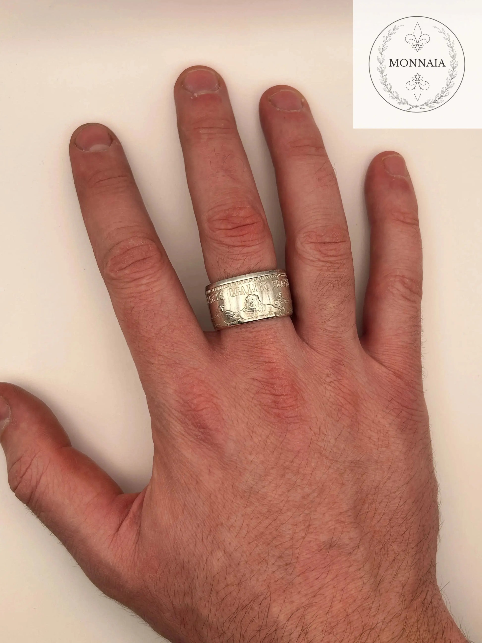 Bague pièce de monnaie 10 Francs HERCULE en argent massif MONNAIA