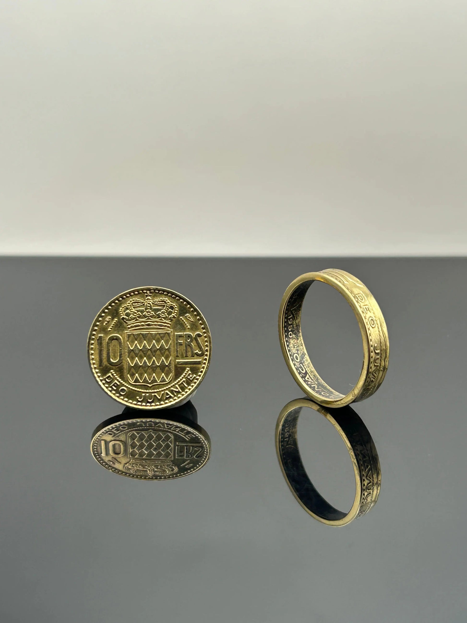 Bague pièce de monnaie 10 francs Monaco MONNAIA