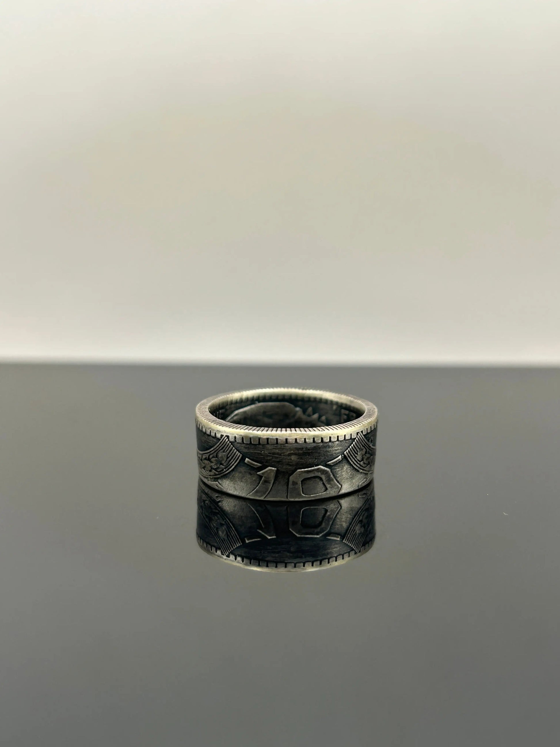 Bague pièce de monnaie 10 francs Turin en argent massif Monnaia, bijou artisanal unique