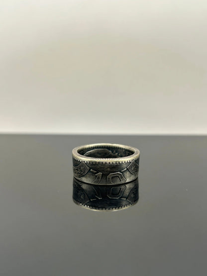 Bague pièce de monnaie 10 francs Turin en argent massif Monnaia, bijou artisanal unique