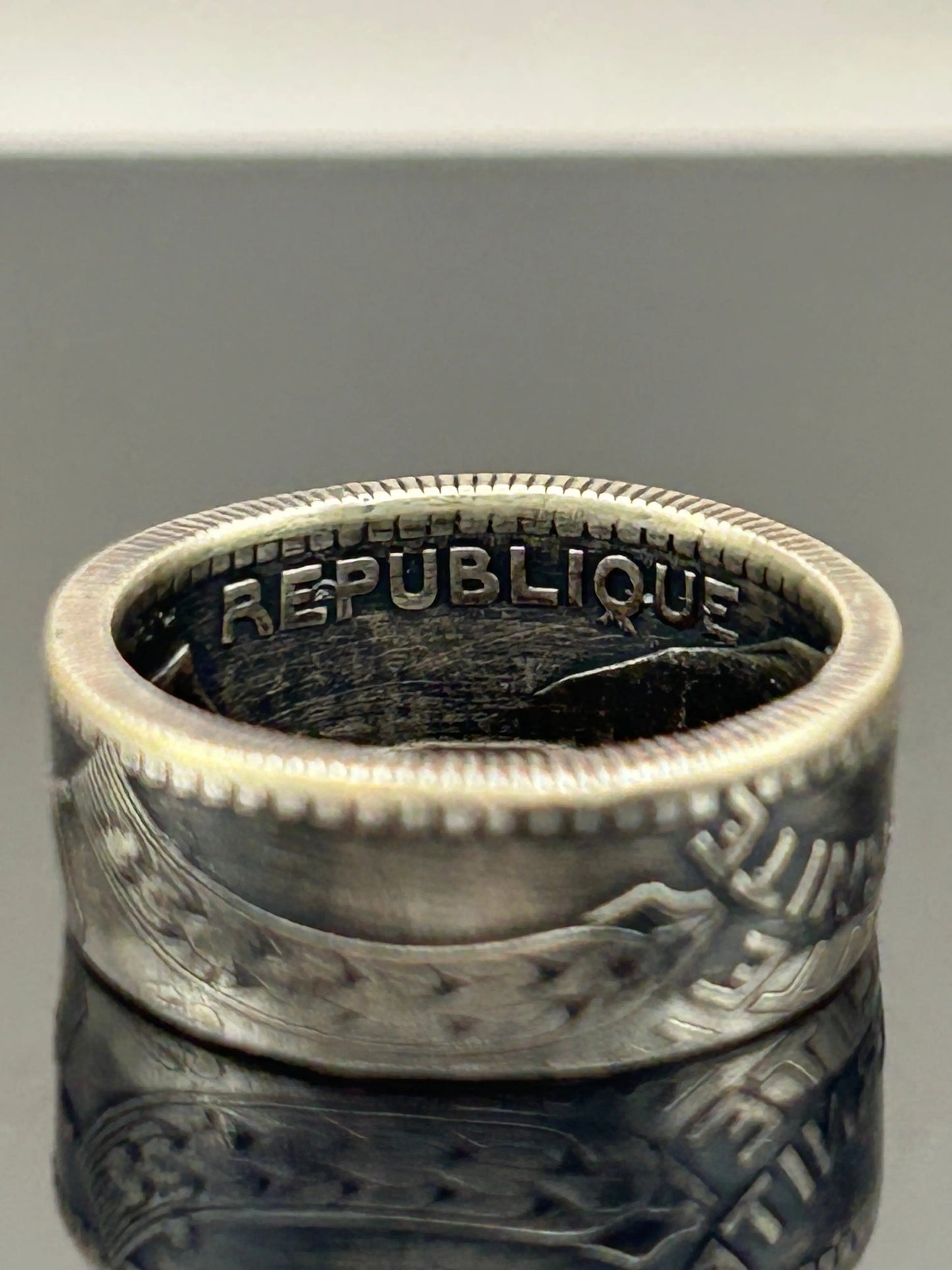 Bague pièce de monnaie 10 francs Turin en argent massif Monnaia, bijou artisanal unique