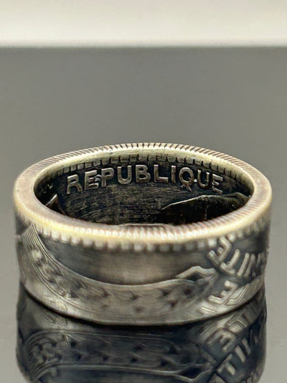 Bague pièce de monnaie 10 francs Turin en argent massif Monnaia, bijou artisanal unique