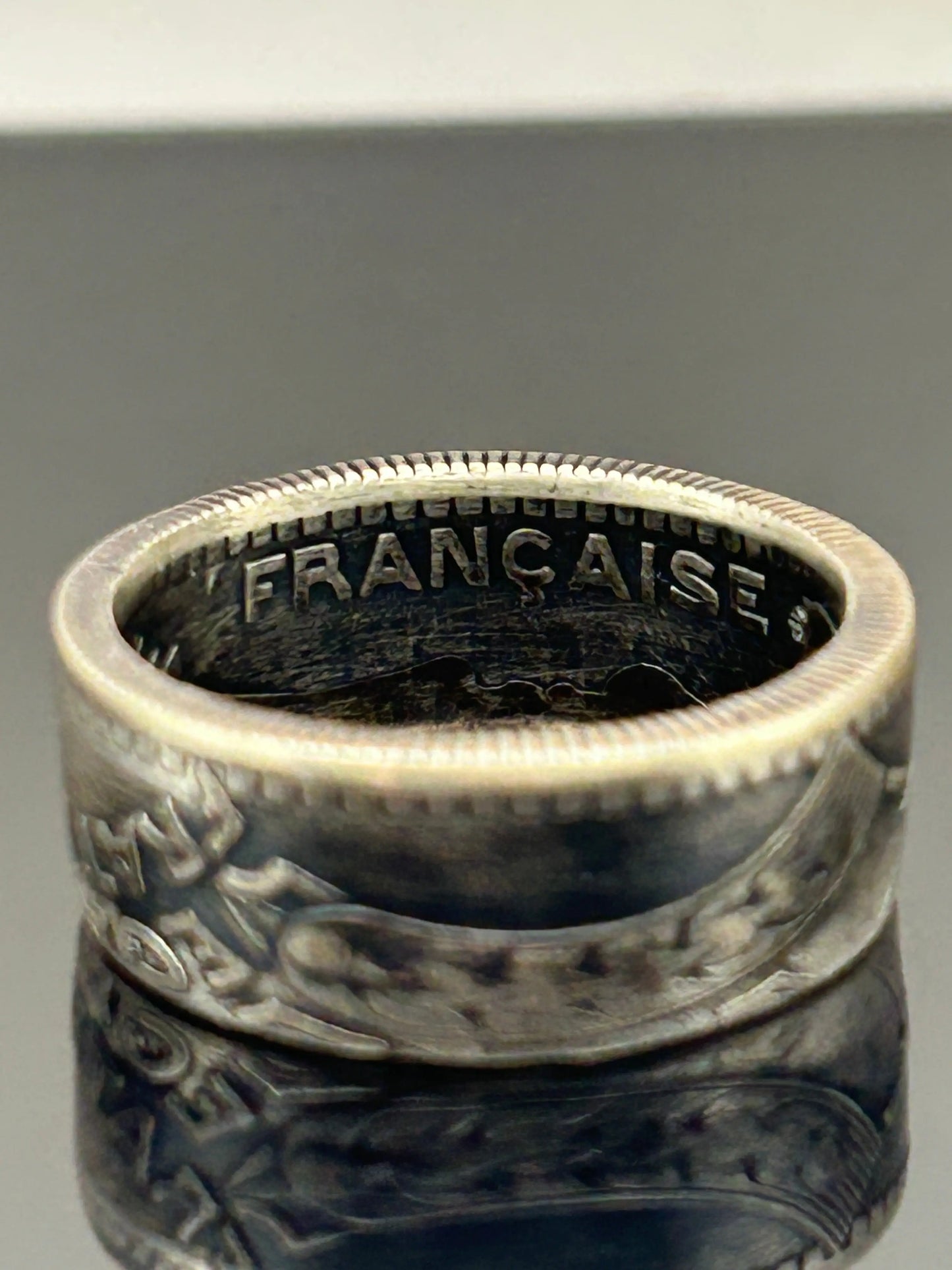 Bague pièce de monnaie 10 francs Turin en argent massif Monnaia, bijou artisanal unique