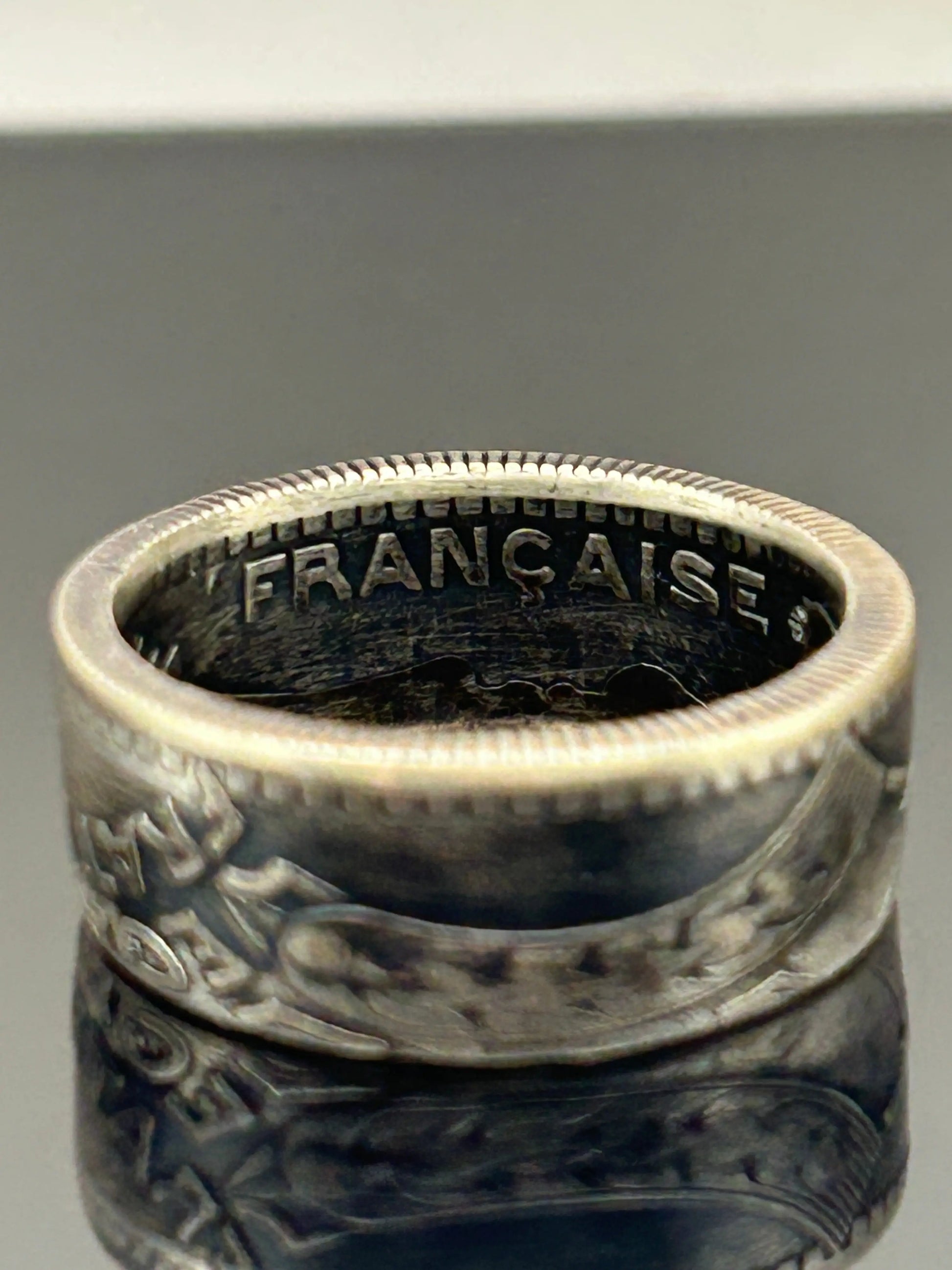 Bague pièce de monnaie 10 francs Turin en argent massif Monnaia, bijou artisanal unique