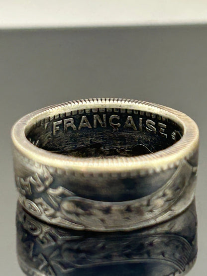 Bague pièce de monnaie 10 francs Turin en argent massif Monnaia, bijou artisanal unique