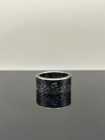 Bague pièce de monnaie 100 francs fraternité en argent massif Monnaia, bijou artisanal unique