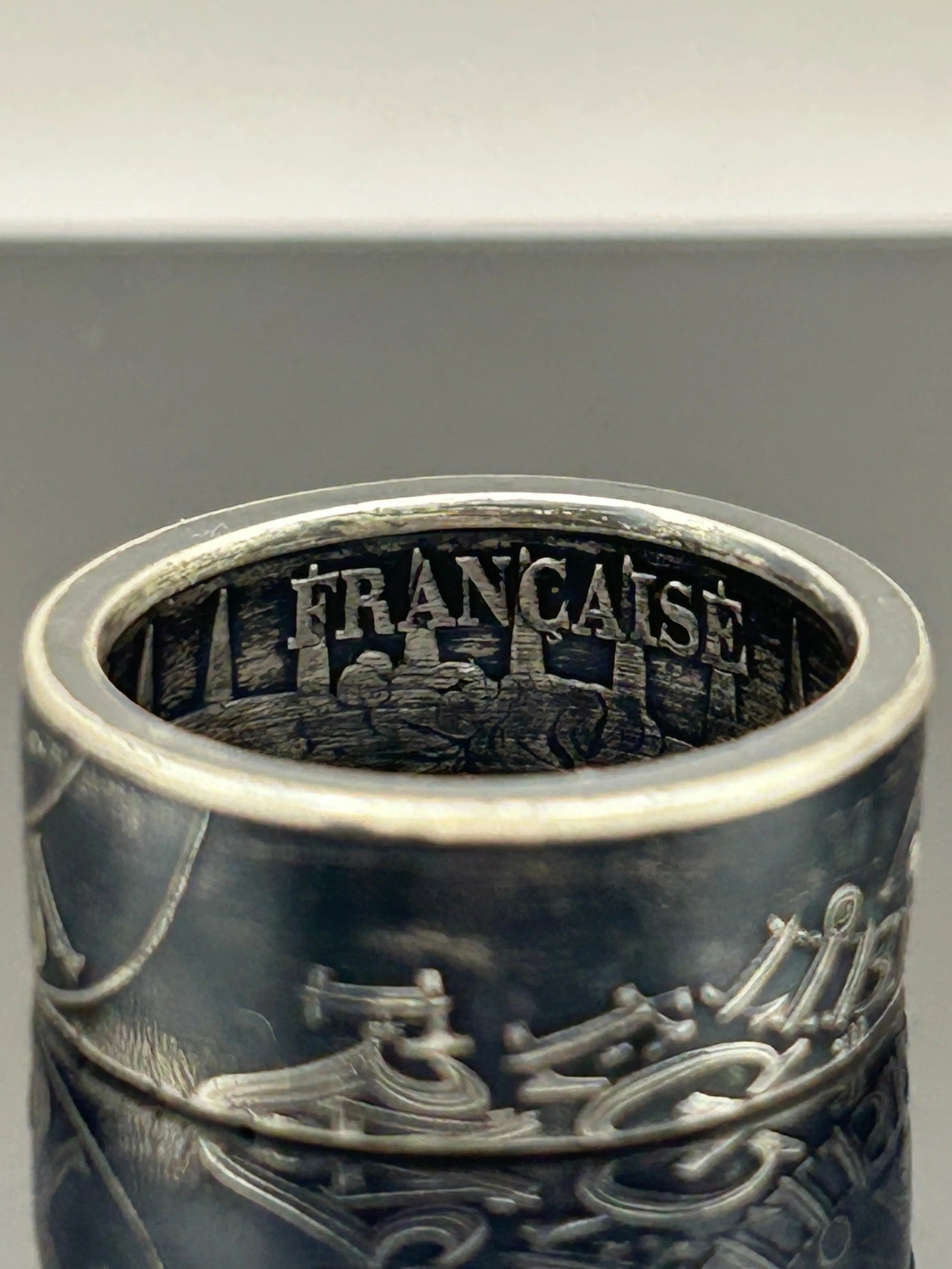 Bague pièce de monnaie 100 francs fraternité en argent massif Monnaia, bijou artisanal unique