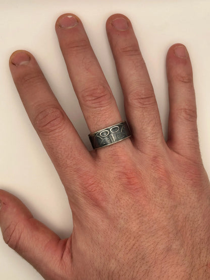 Bague pièce de monnaie 100 francs fraternité en argent massif Monnaia, bijou artisanal unique