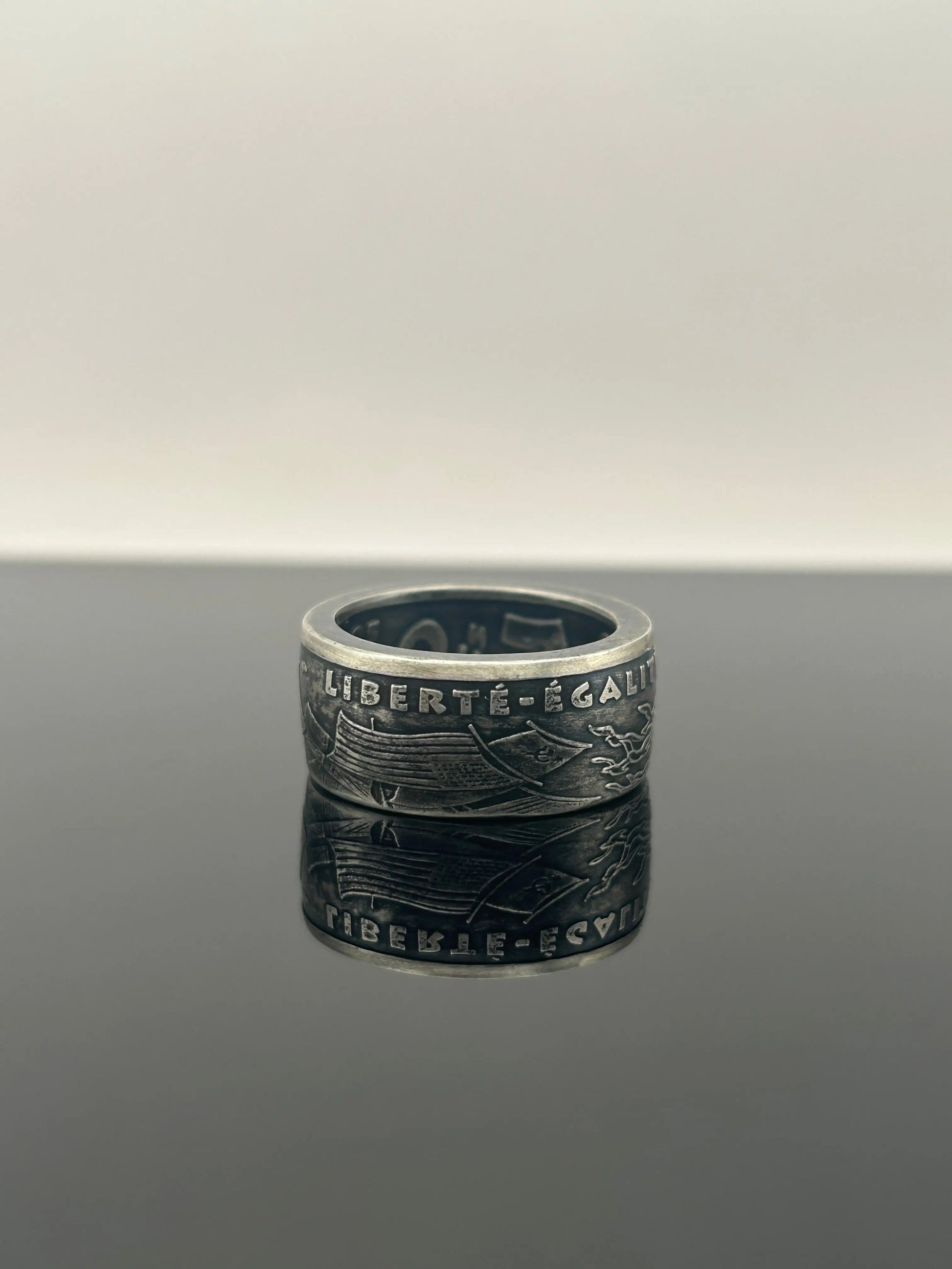 Bague pièce de monnaie 100 francs Armistice du 8 mai 1945 en Argent massif MONNAIA
