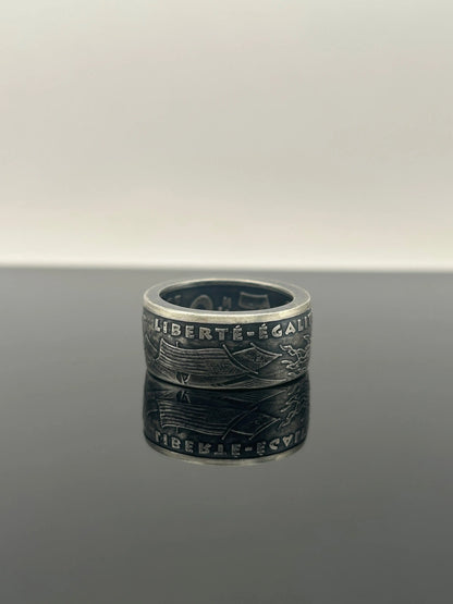 Bague pièce de monnaie 100 francs Armistice du 8 mai 1945 en Argent massif MONNAIA