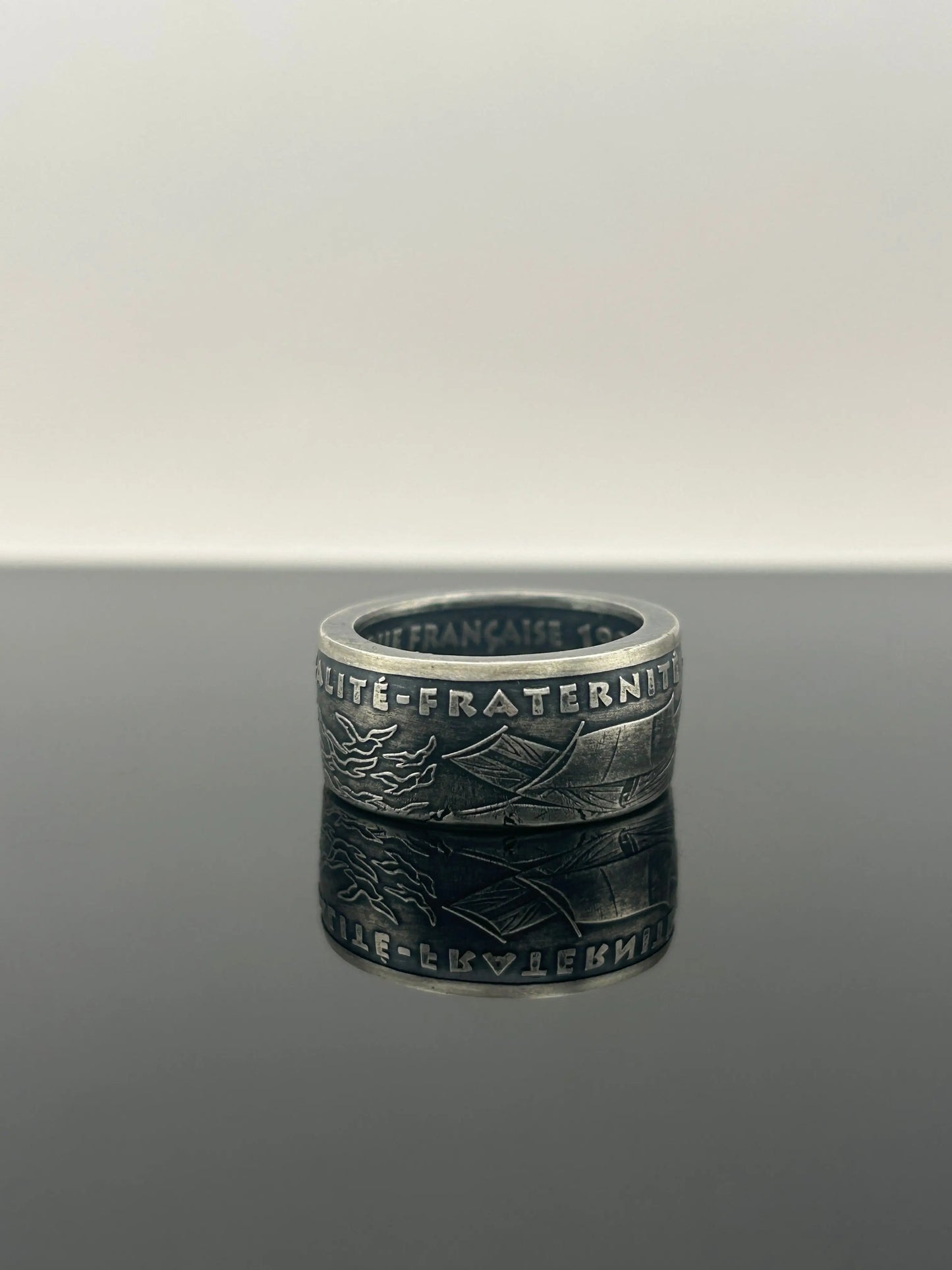 Bague pièce de monnaie 100 francs Armistice du 8 mai 1945 en Argent massif MONNAIA