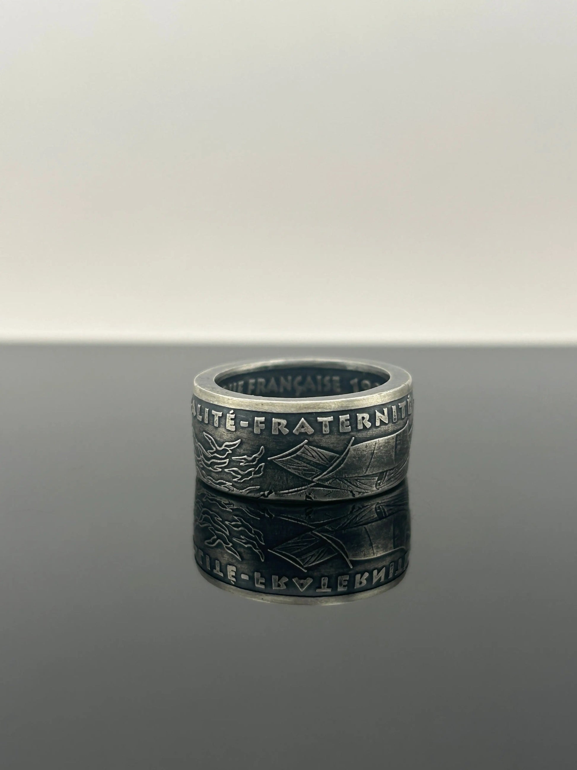 Bague pièce de monnaie 100 francs Armistice du 8 mai 1945 en Argent massif MONNAIA