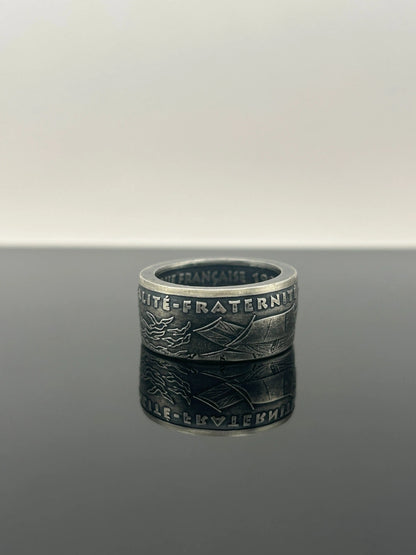 Bague pièce de monnaie 100 francs Armistice du 8 mai 1945 en Argent massif MONNAIA
