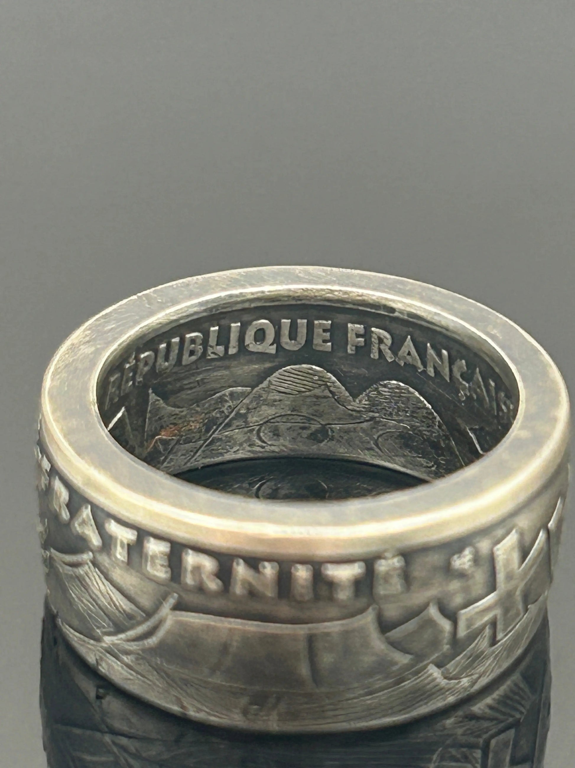 Bague pièce de monnaie 100 francs Armistice du 8 mai 1945 en Argent massif MONNAIA