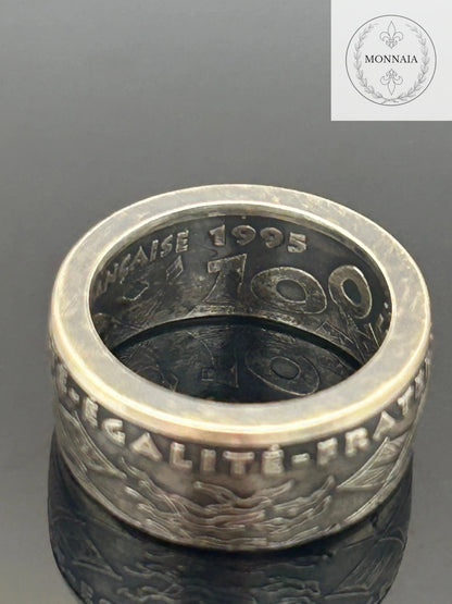 Bague pièce de monnaie 100 francs Armistice du 8 mai 1945 en Argent massif MONNAIA