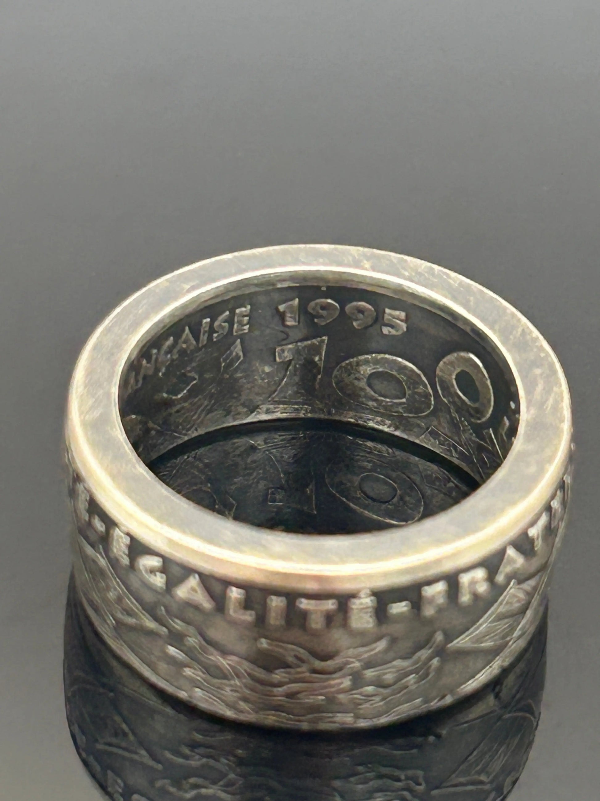 Bague pièce de monnaie 100 francs Armistice du 8 mai 1945 en Argent massif MONNAIA