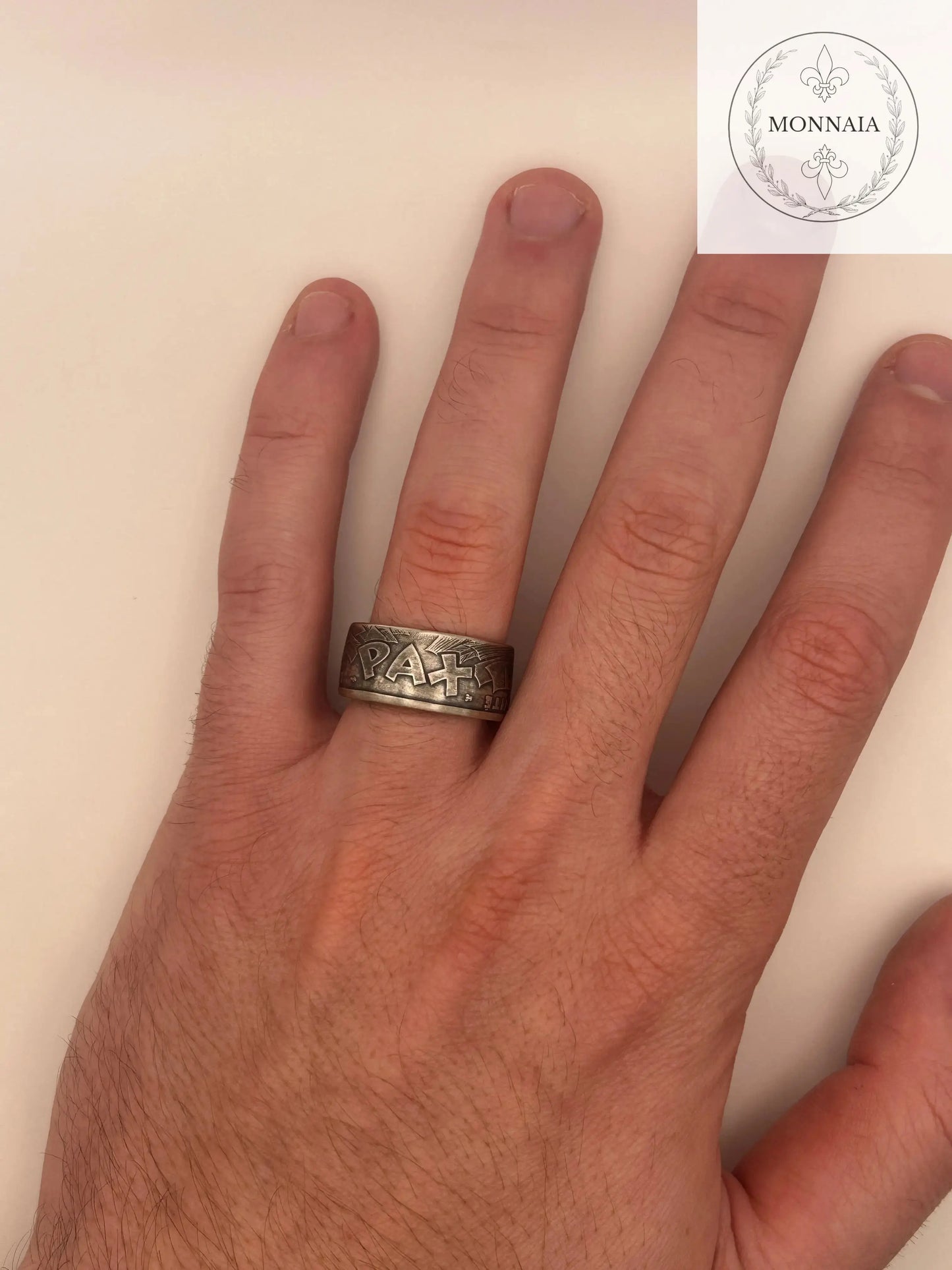 Bague pièce de monnaie 100 francs Armistice du 8 mai 1945 en Argent massif MONNAIA