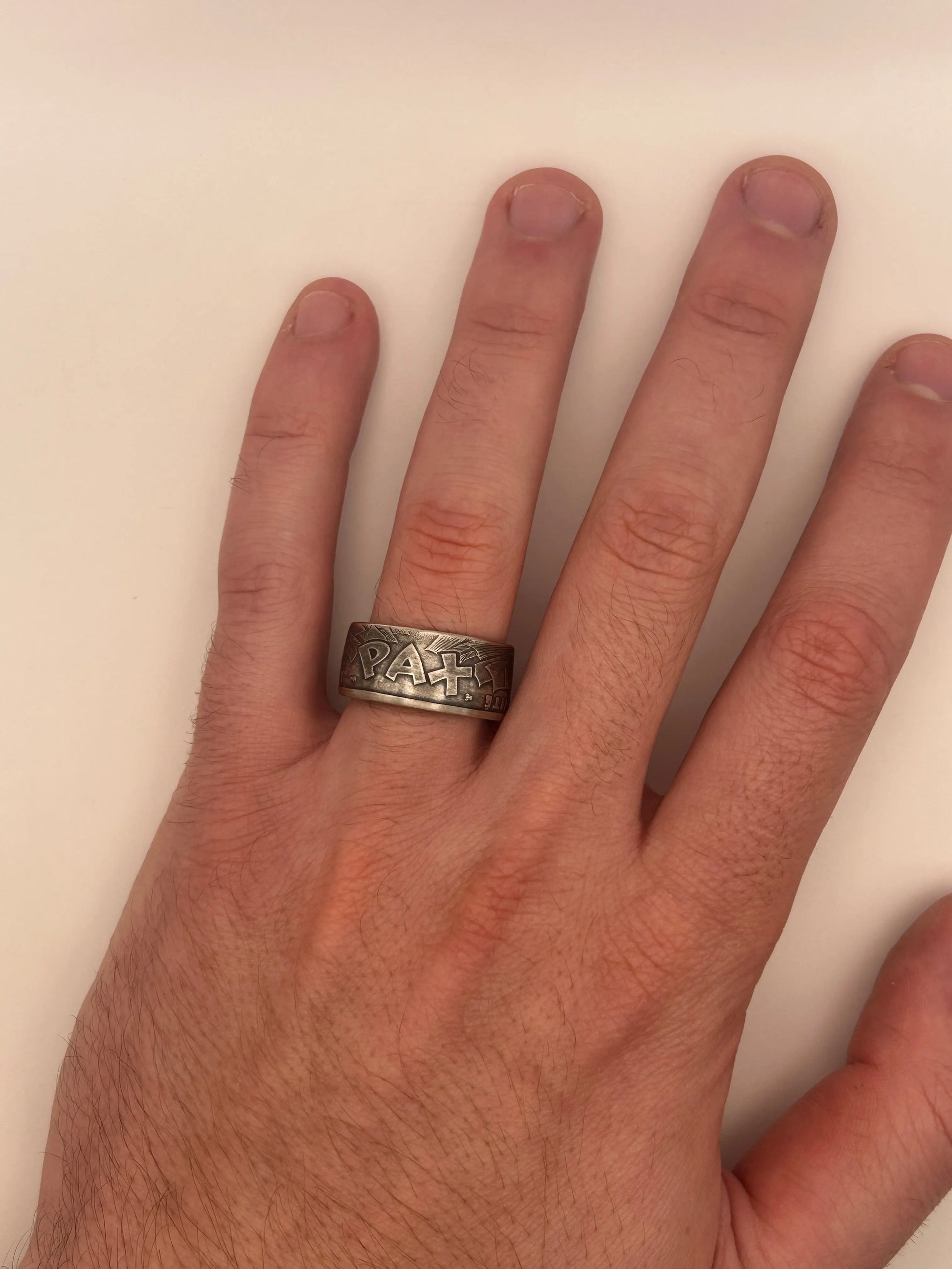 Bague pièce de monnaie 100 francs Armistice du 8 mai 1945 en Argent massif MONNAIA