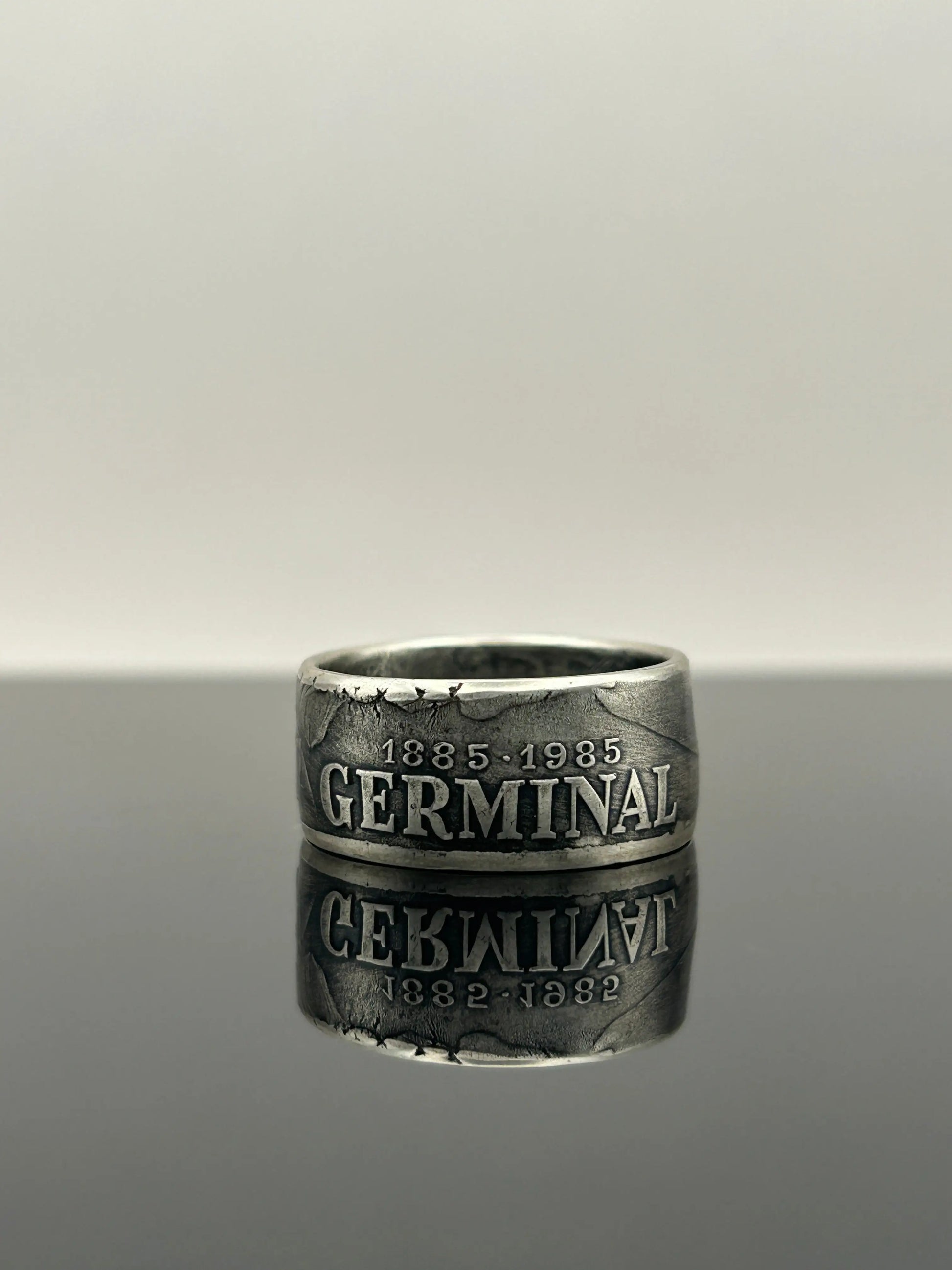 Bague pièce de monnaie 100 francs Émile Zola en argent massif MONNAIA