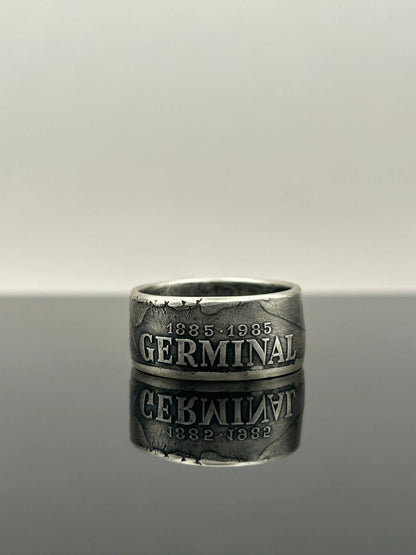 Bague pièce de monnaie 100 francs Émile Zola en argent massif MONNAIA