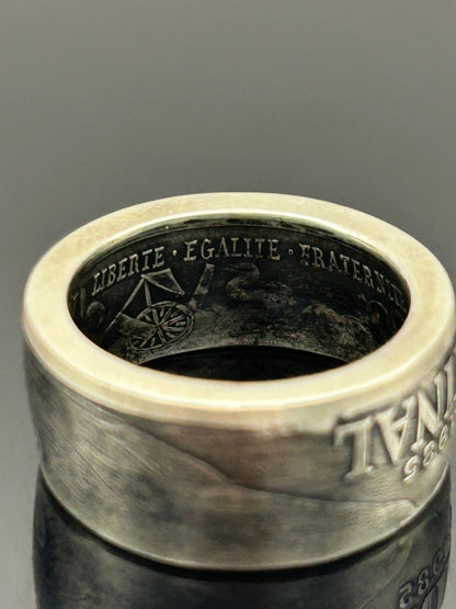 Bague pièce de monnaie 100 francs Émile Zola en argent massif MONNAIA