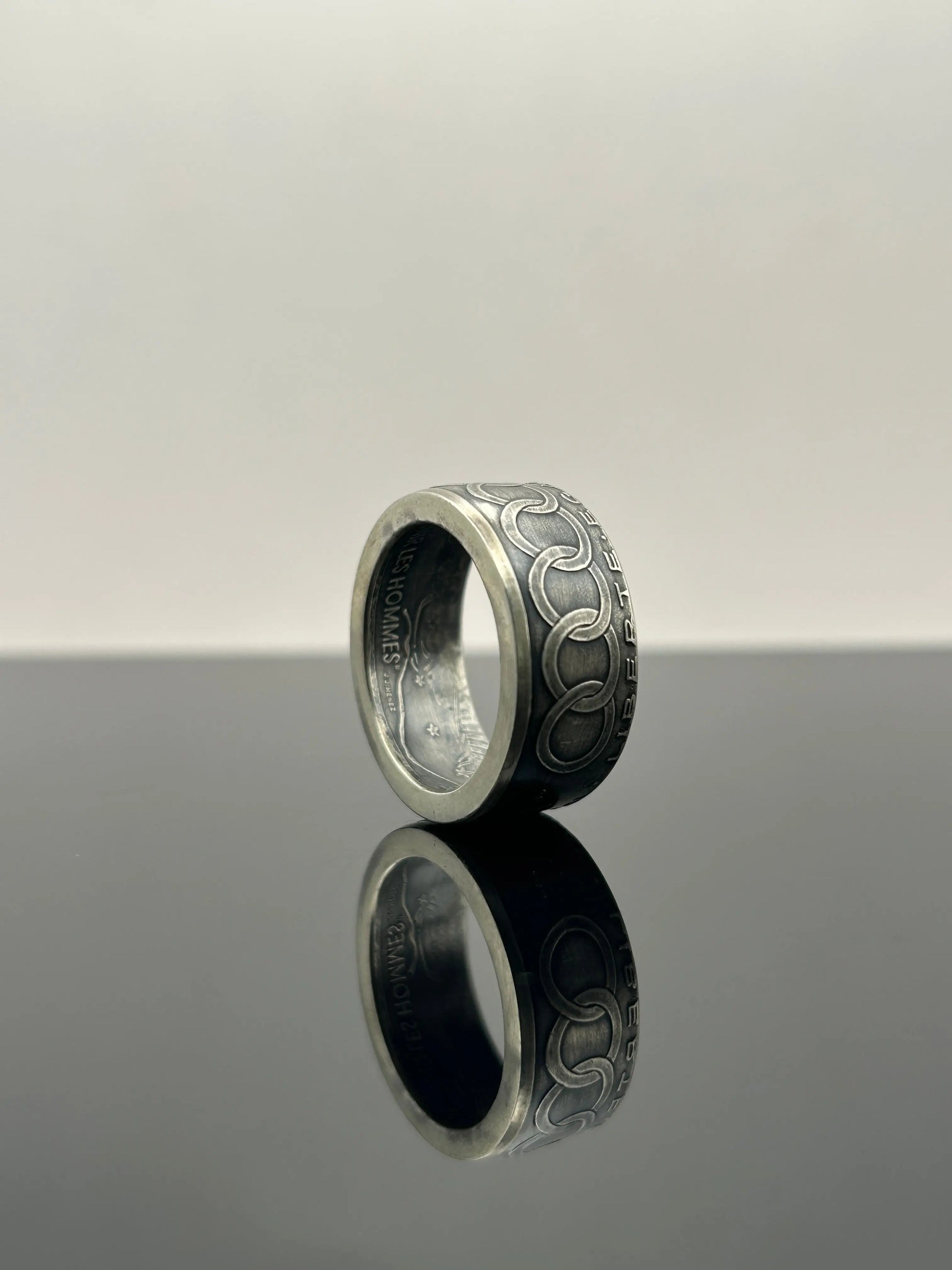 Bague pièce de monnaie 100 francs Jean Monnet en Argent massif MONNAIA