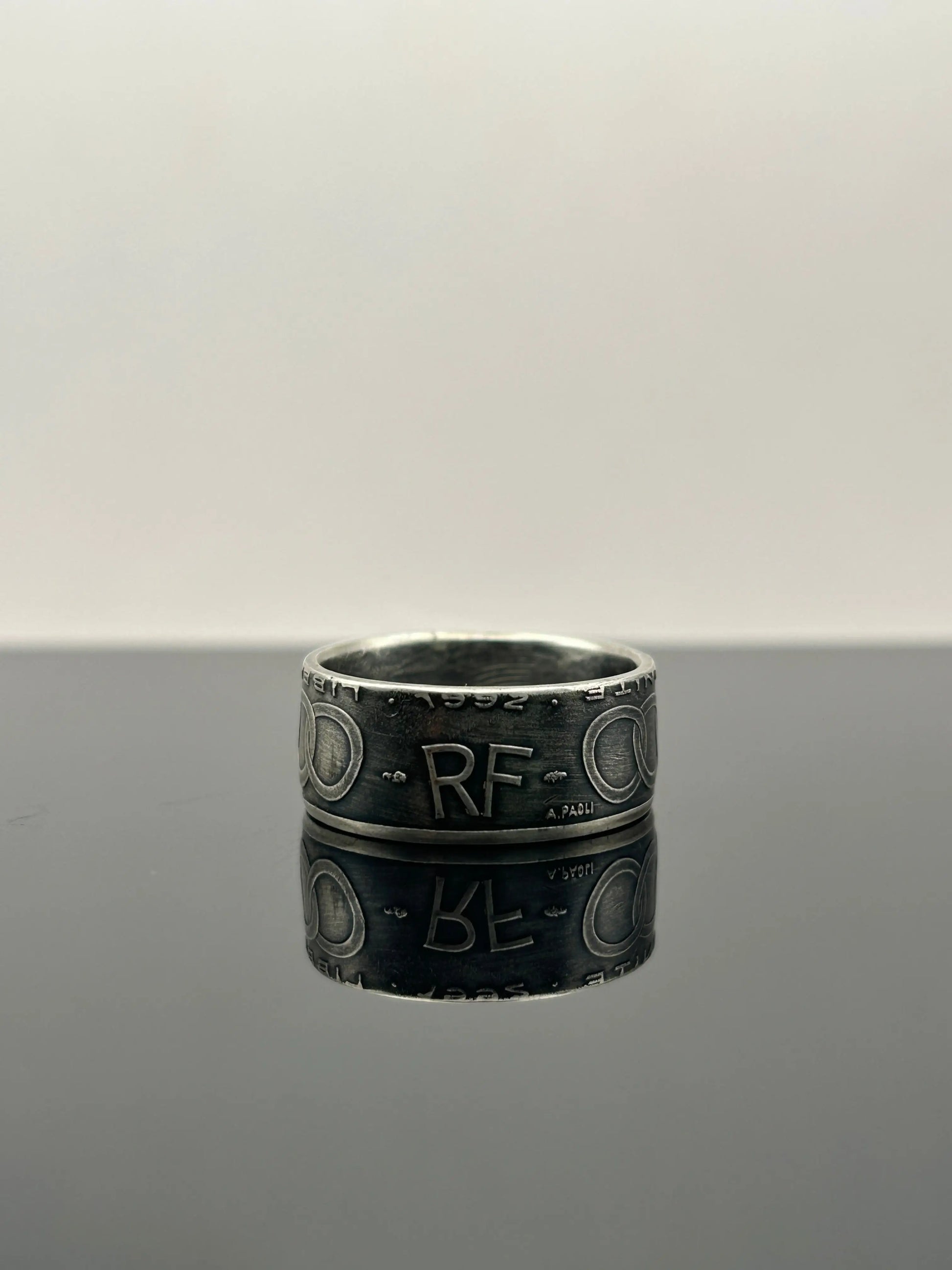 Bague pièce de monnaie 100 francs Jean Monnet en Argent massif MONNAIA