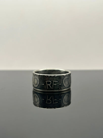 Bague pièce de monnaie 100 francs Jean Monnet en Argent massif MONNAIA