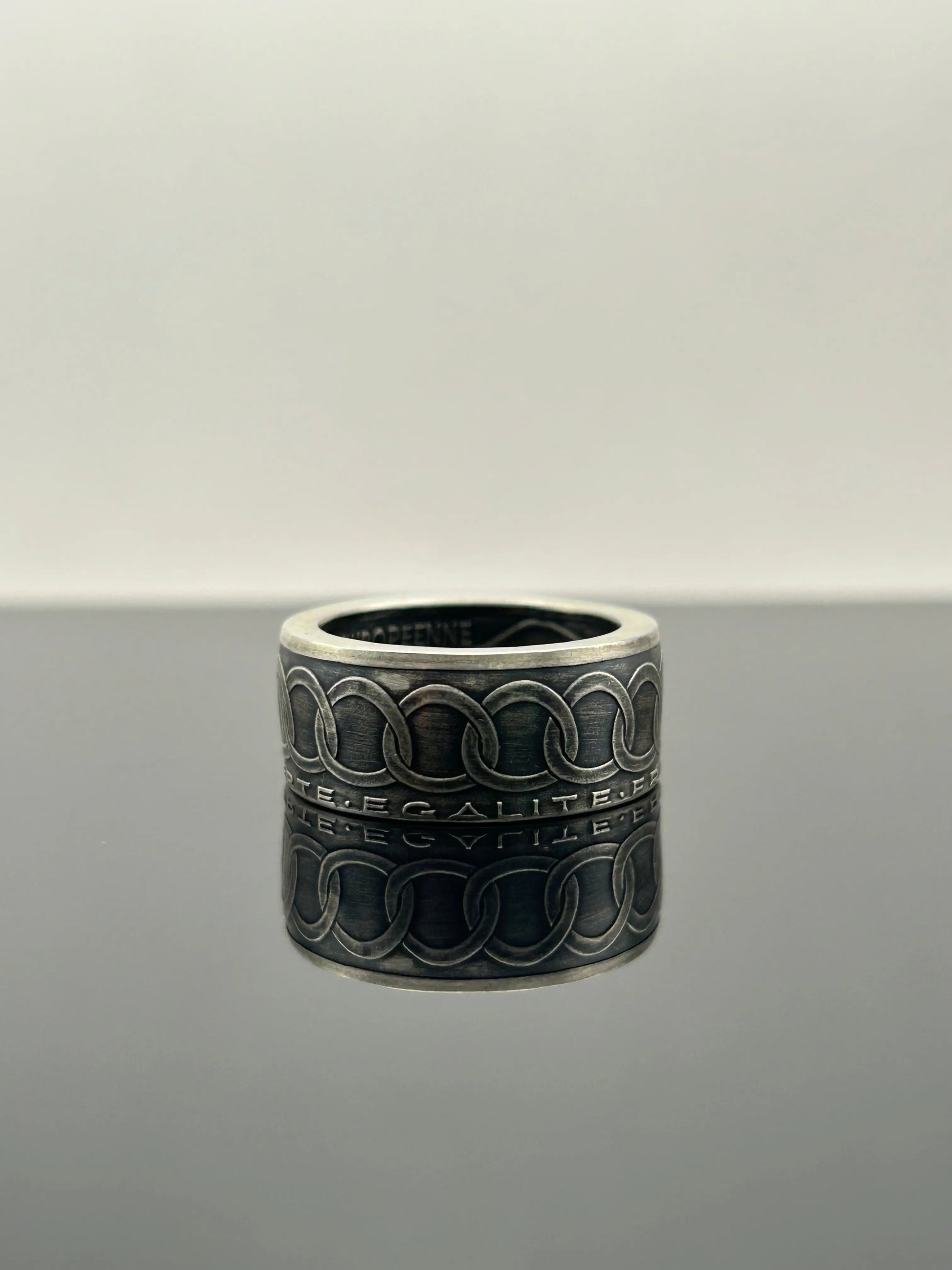 Bague pièce de monnaie 100 francs Jean Monnet en Argent massif MONNAIA