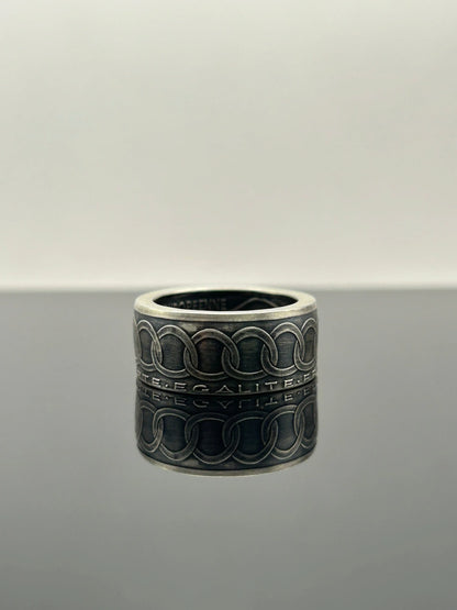 Bague pièce de monnaie 100 francs Jean Monnet en Argent massif MONNAIA