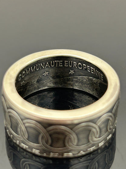Bague pièce de monnaie 100 francs Jean Monnet en Argent massif MONNAIA