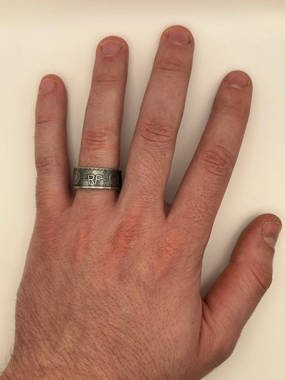 Bague pièce de monnaie 100 francs Jean Monnet en Argent massif MONNAIA