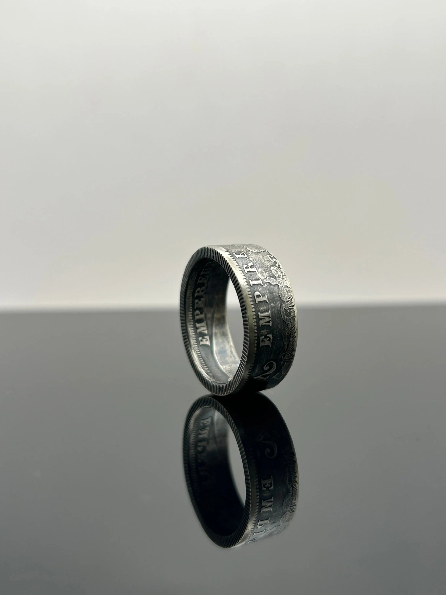Bague pièce de monnaie 2 francs Napoléon III en argent massif MONNAIA