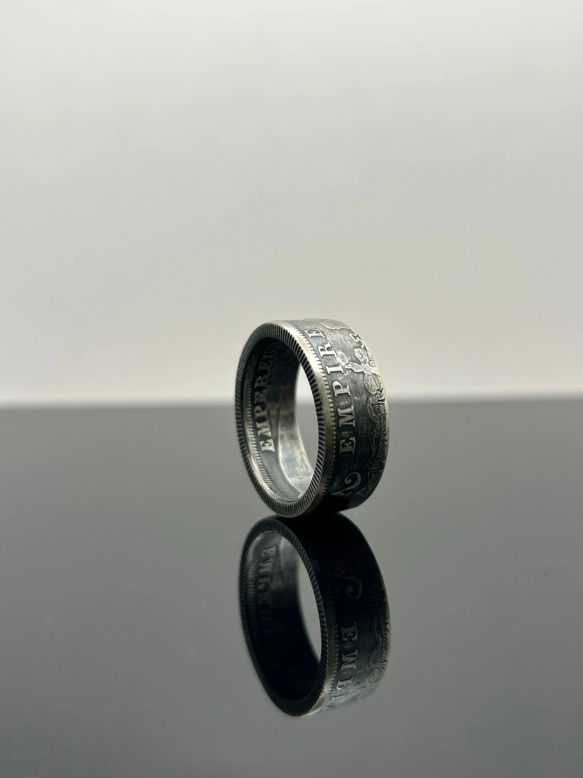 Bague pièce de monnaie 2 francs Napoléon III en argent massif MONNAIA