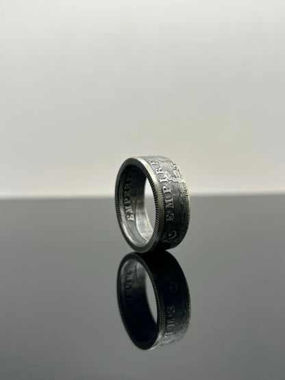 Bague pièce de monnaie 2 francs Napoléon III en argent massif MONNAIA