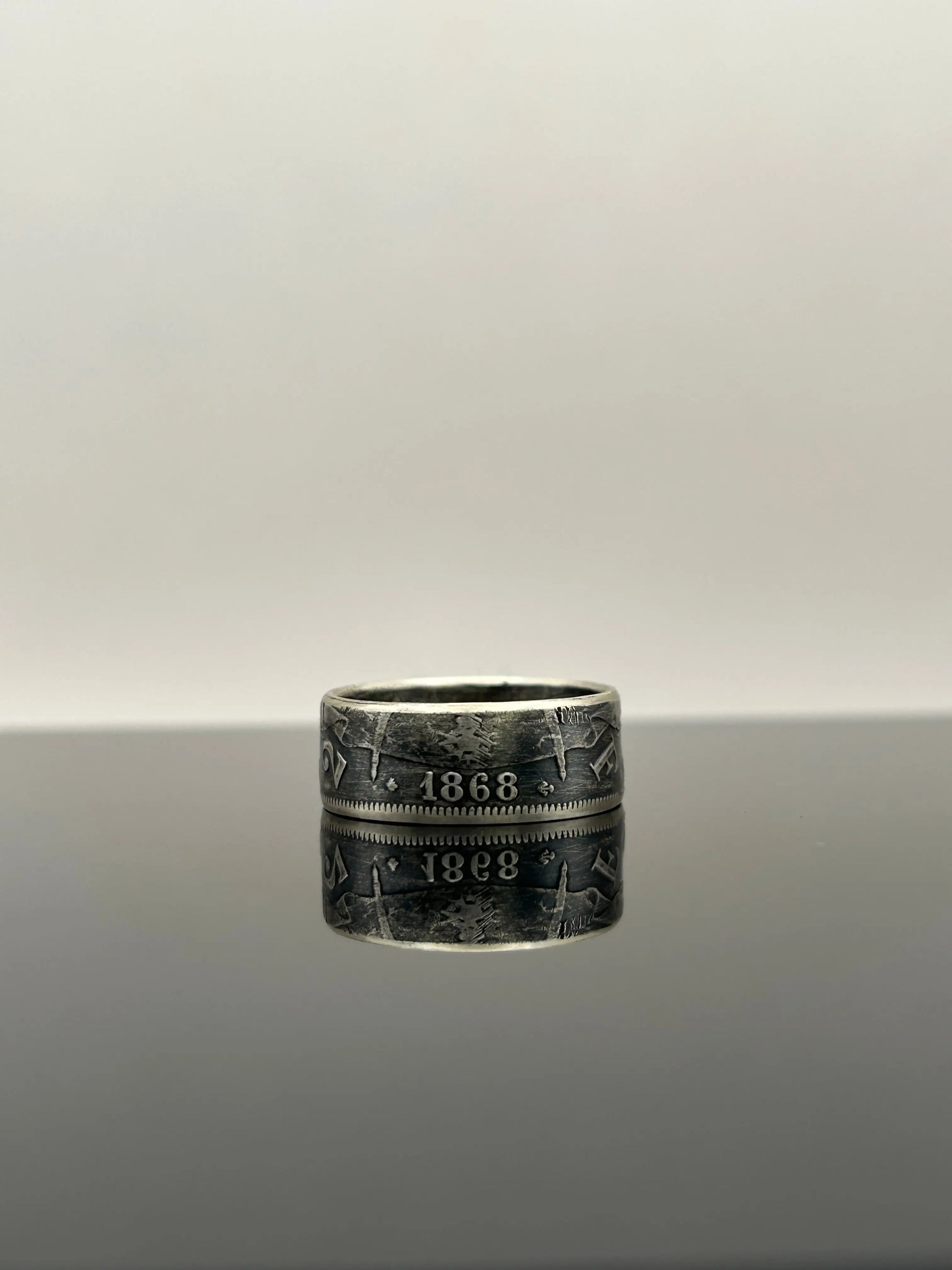 Bague pièce de monnaie 2 francs Napoléon III en argent massif MONNAIA