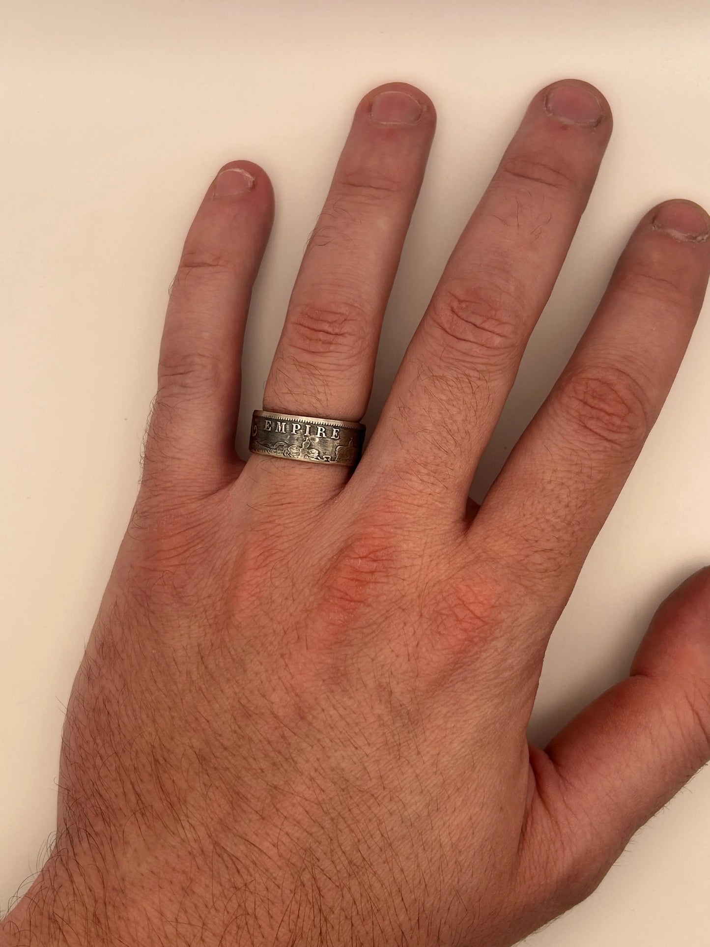 Bague pièce de monnaie 2 francs Napoléon III en argent massif MONNAIA