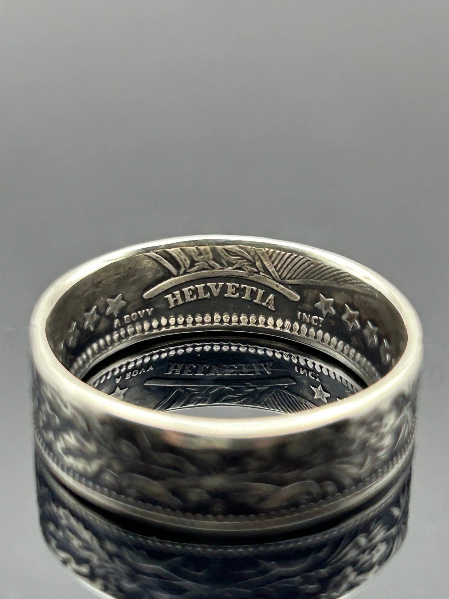 Bague pièce de monnaie 2 francs SUISSE en argent massif MONNAIA