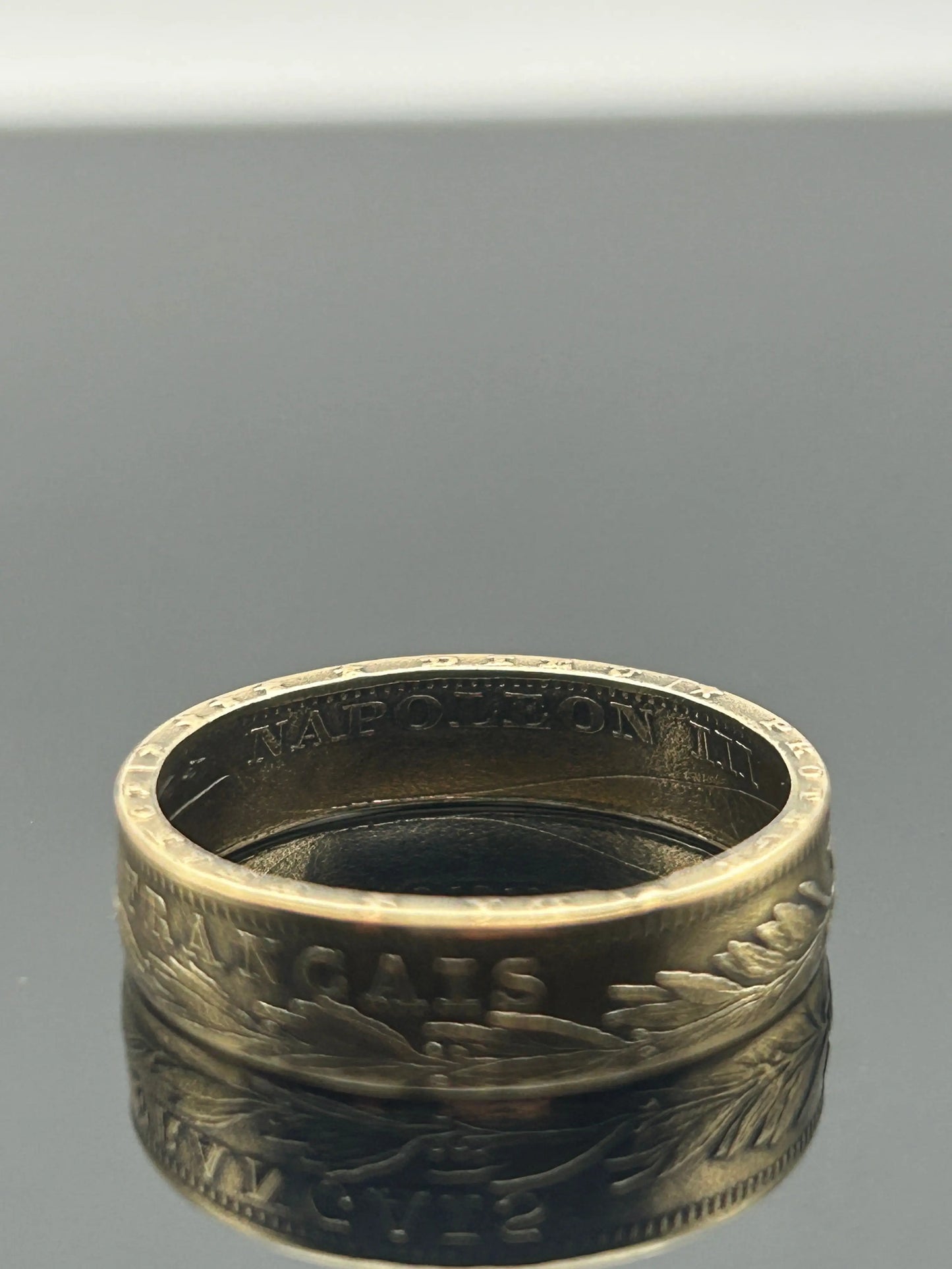 Bague pièce de monnaie 20 Francs Napoléon III en or massif