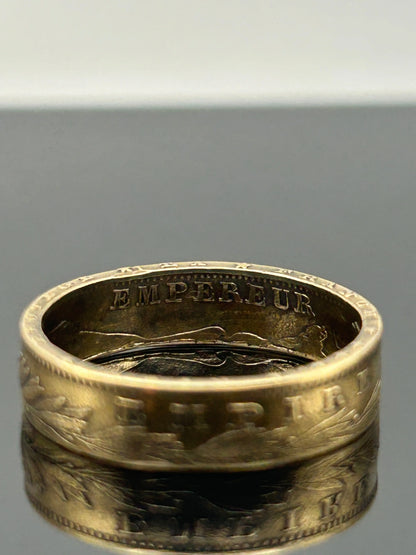 Bague pièce de monnaie 20 Francs Napoléon III en or massif