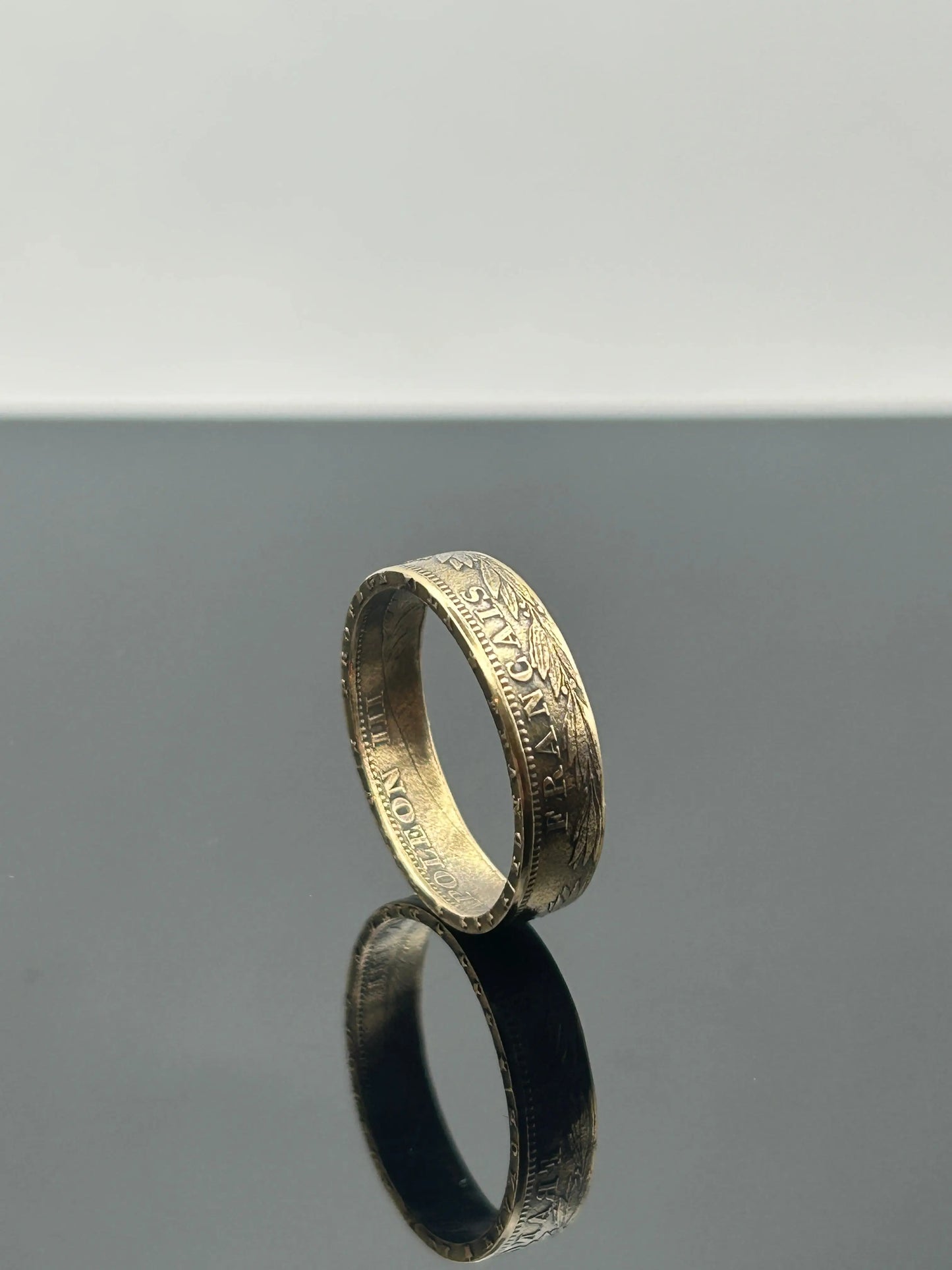 Bague pièce de monnaie 20 Francs Napoléon III en or massif