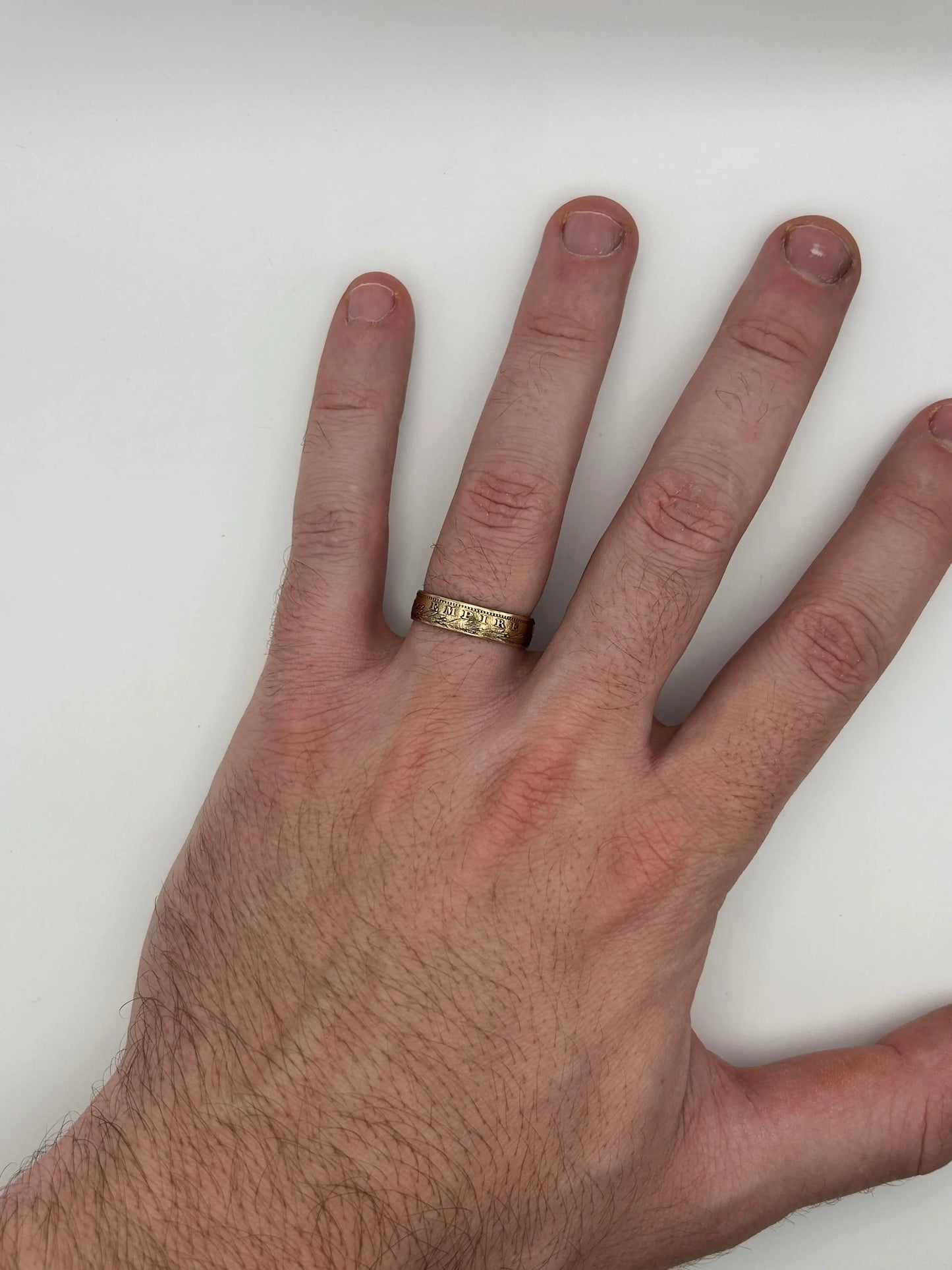 Bague pièce de monnaie 20 Francs Napoléon III en or massif