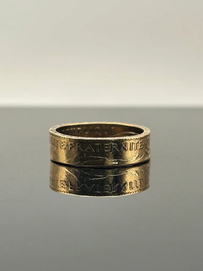Bague pièce de monnaie 20 francs Coq Dieu protège la France en or massif MONNAIA