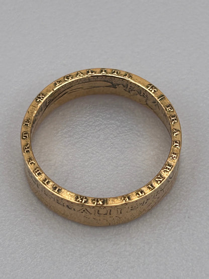 Bague pièce de monnaie 20 francs Coq Dieu protège la France en or massif MONNAIA